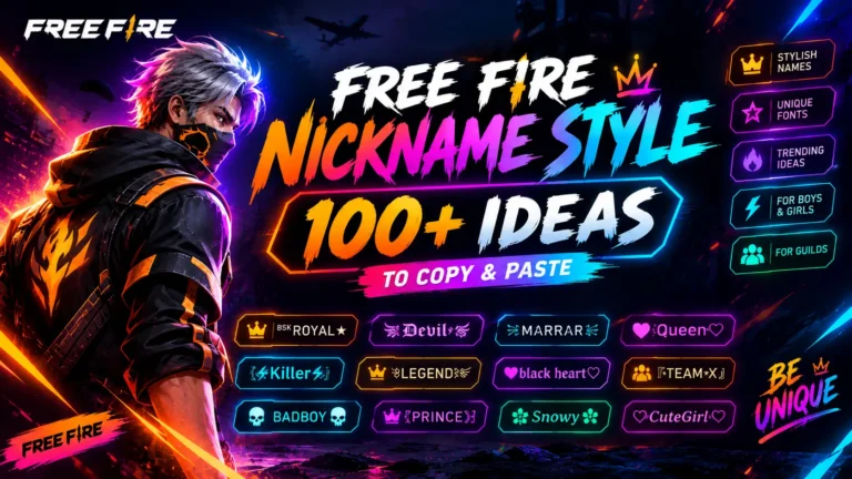 Free Fire nickname style ideas with symbols and fonts