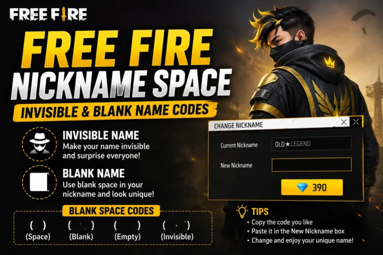 Free Fire nickname space invisible and blank name codes